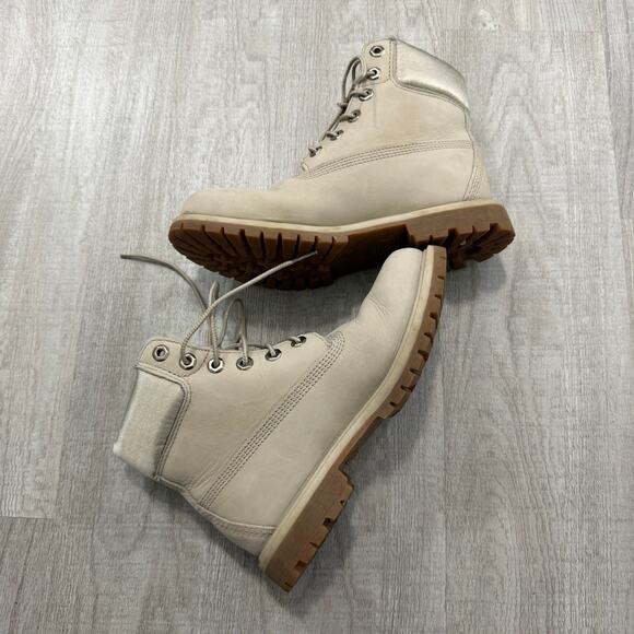 Timberland Premium Waterproof Lace Up Ankle Boots Women's 7 Cream A2798 - Picture 12 of 12
